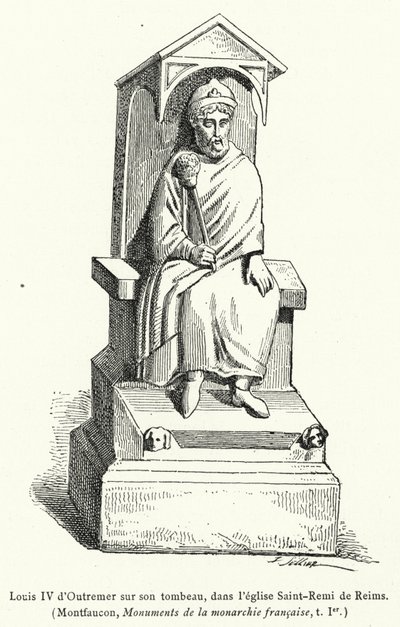 Luis IV de Ultramar sobre su tumba, en la iglesia de Saint-Remi de Reims de French School