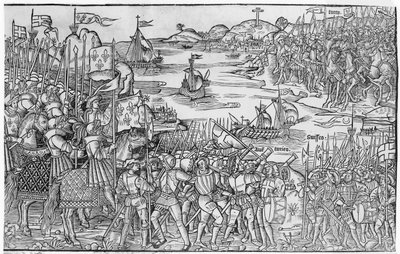 Luis IX de Francia desembarcando en Damietta durante la Séptima Cruzada, de 