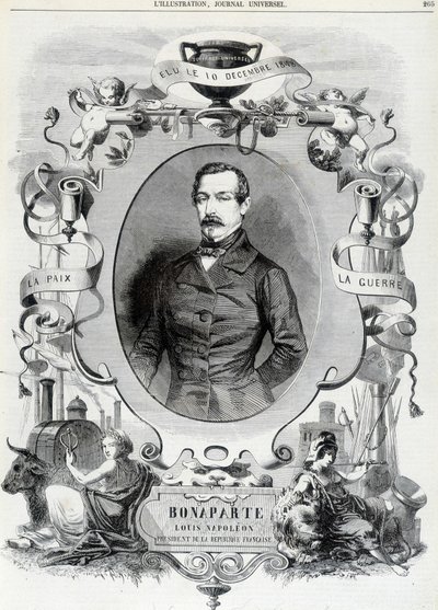 Luis Napoleón Bonaparte (Luis-Napoleón III), Presidente de la República Francesa - Ilustración de French School