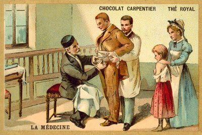 Louis Pasteur inoculando a un paciente contra la rabia en el Instituto Pasteur de French School