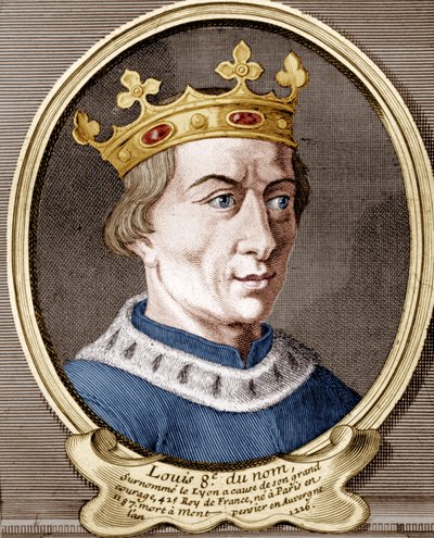Luis VIII, rey de Francia (grabado en color) de French School