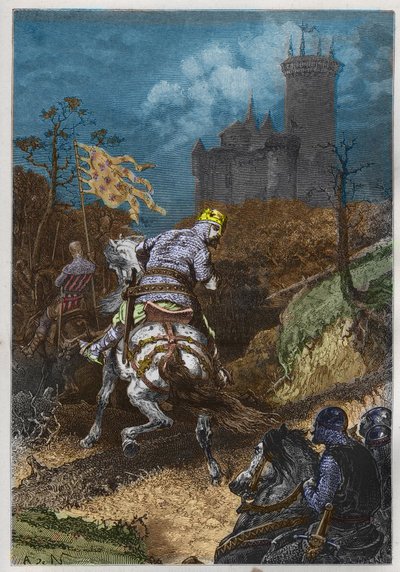 Luis VI llamado “el Gordo” (1081-1137), en expedición de A. DE NEUVILLE - Luis el Gordo en una expedición grabado de “L