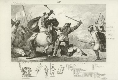 Luis VI de Francia luchando contra los ingleses en la Batalla de Brenneville, 1119 de French School