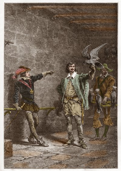 Luis XIII (1601-1643), llamado el justo, a los dieciséis años, y su favorito Charles d