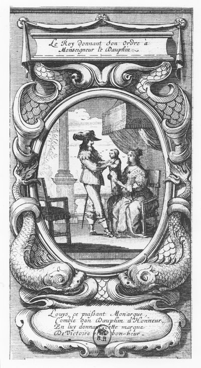 Luis XIII, Rey de Francia dando órdenes a Monseigneur le Dauphin (grabado) de French School