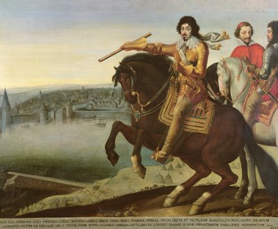 Luis XIII en el sitio de La Rochelle de French School