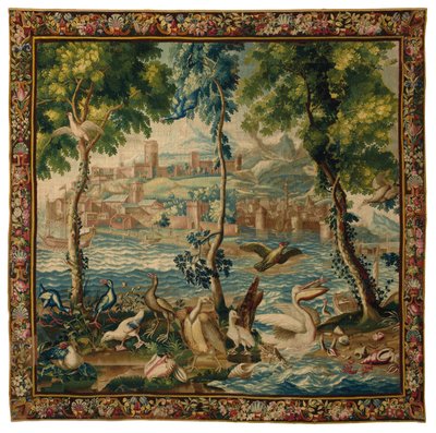 Tapiz de Beauvais "puertos de mar" de Luis XIV, c.1700 de French School