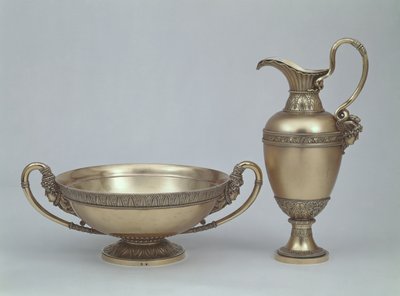 Jarra y palangana de Luis XVI por Henri Auguste, París 1787 (plata dorada) de French School