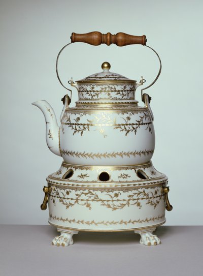 Tetera y soporte de porcelana de Luis XVI hechos en París, c.1775-91 de French School