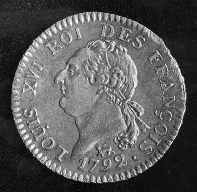 Luis de oro representando a Luis XVI, 1792 (anverso) de French School