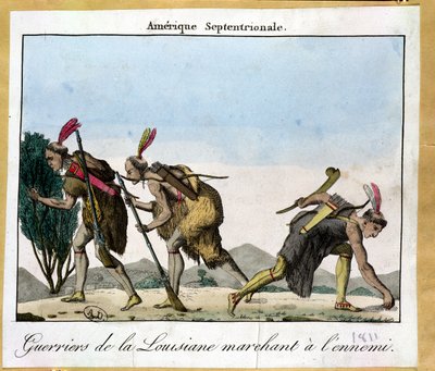 Indios de Luisiana rastreando a su enemigo, c.1811 de French School