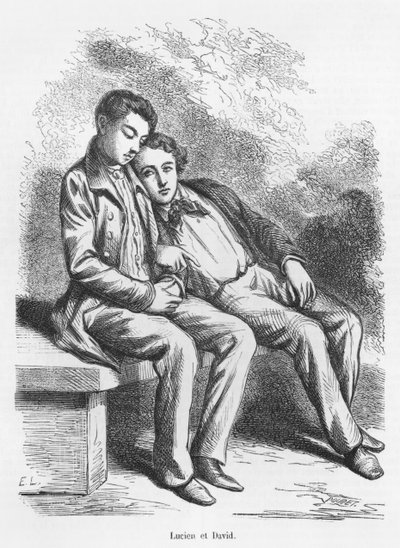 Lucien de Rubempre y David Sechard, ilustración de 
