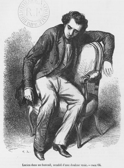 Lucien de Rubempre abrumado por la tristeza, ilustración de 