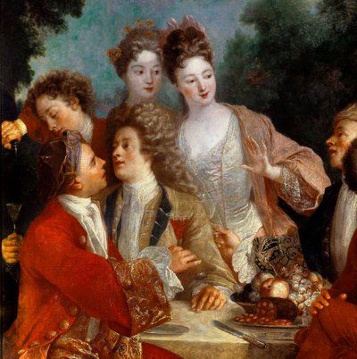 Almuerzo en el Parque Des nobles en un banquete campestre. (detalle) de French School