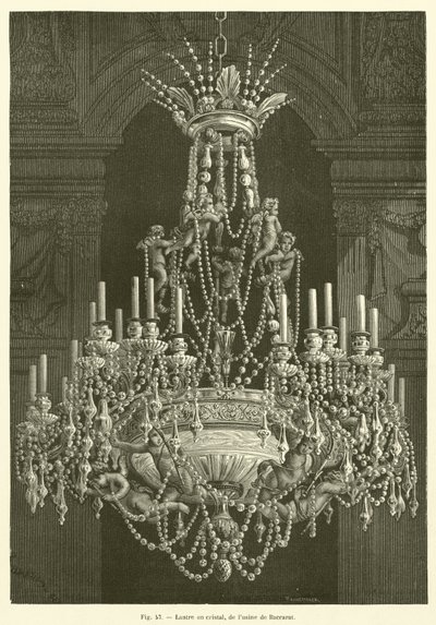 Lámpara de cristal, de la fábrica de Baccarat de French School