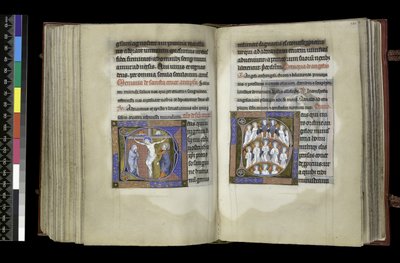 MS 300 f.198v-199r, Sufragio a la Cruz y Sufragio a los Ángeles, del Salterio y Horas de Isabel de Francia, París, c.1265-70 de French School