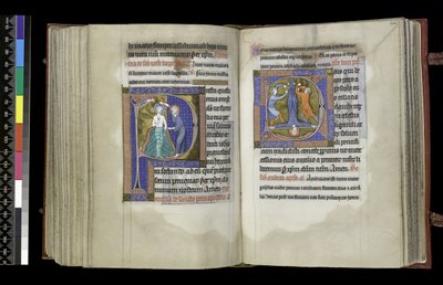 MS 300 f.199v-200r, Sufragio a San Juan Bautista y Sufragio a San Pedro, del Salterio y Horas de Isabel de Francia, París, c.1265-70 de French School