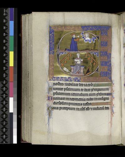 MS 300 f.89v, David reza a Dios de French School