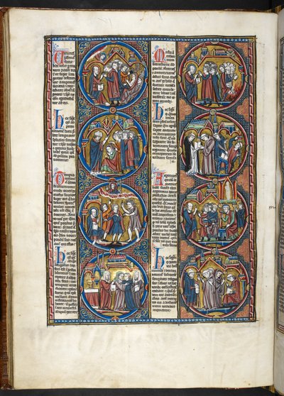 MS. Harley 1527, f.80v, miniaturas de la Bible moralisée (vitela) de French School
