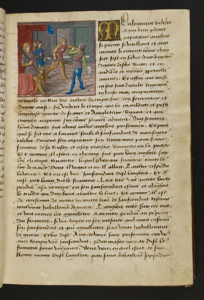 MS Hunter 252 014r Página de Cent Nouvelles Nouvelles, c.1461-62 de French School