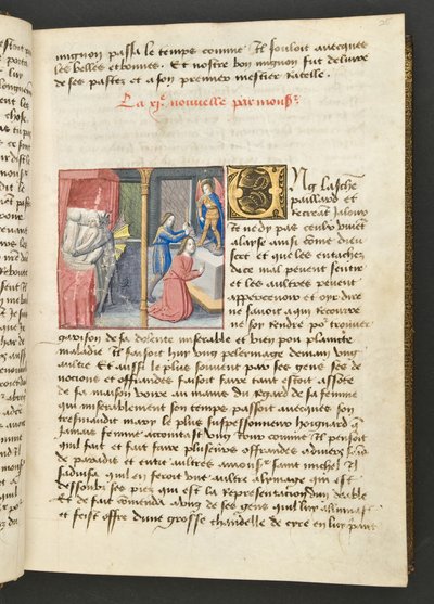 MS Hunter 252 025r Página de Cent Nouvelles Nouvelles, c.1461-62 de French School