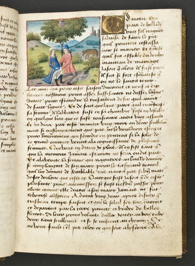 MS Hunter 252 026r Página de Cent Nouvelles Nouvelles, c.1461-62 de French School