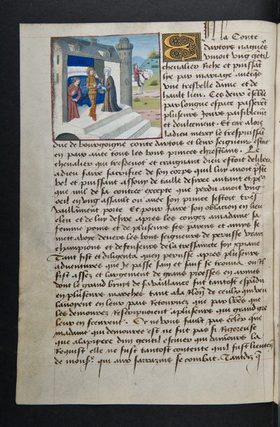 MS Hunter 252 034v Página de Cent Nouvelles Nouvelles, c.1461-62 de French School