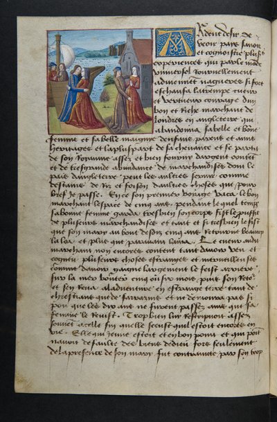 MS Hunter 252 040v Página de Cent Nouvelles Nouvelles, c.1461-62 de French School