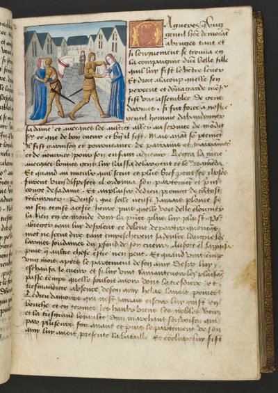 MS Hunter 252 048r Página de Cent Nouvelles Nouvelles, c.1461-62 de French School