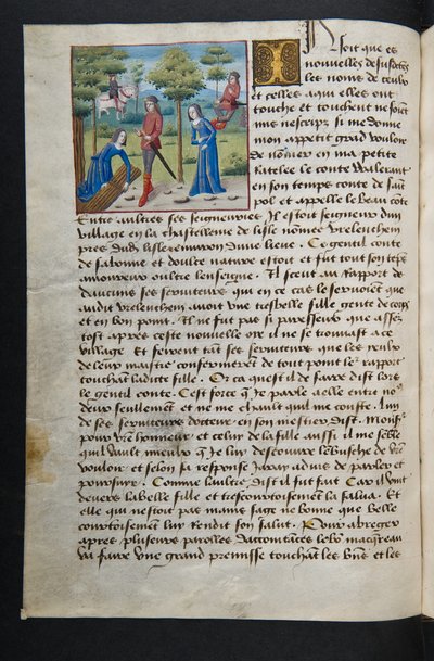 MS Hunter 252 051v Página de Cent Nouvelles Nouvelles, c.1461-62 de French School