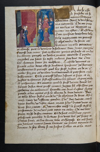 MS Hunter 252 053v Página de Cent Nouvelles Nouvelles, c.1461-62 de French School