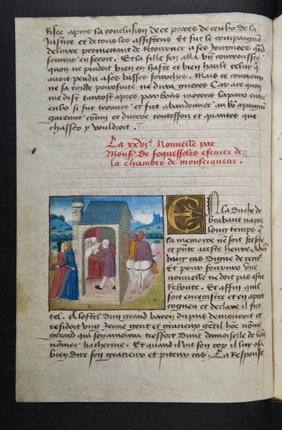 MS Hunter 252 054v Página de Cent Nouvelles Nouvelles, c.1461-62 de French School
