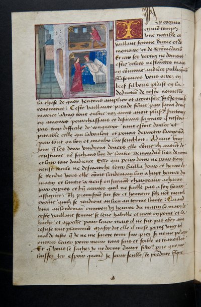MS Hunter 252 085v Página de Cent Nouvelles Nouvelles, c.1461-62 de French School