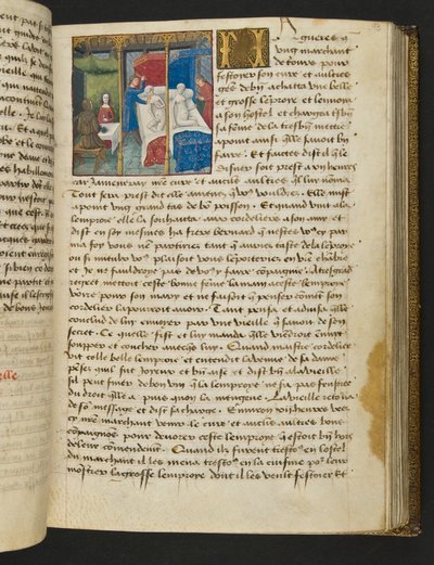 MS Hunter 252 093r Página de Cent Nouvelles Nouvelles, c.1461-62 de French School