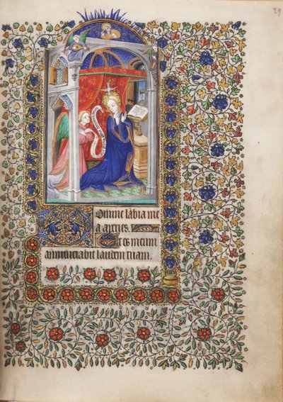 MS Widener 6 f.29r, Anunciación, de un Libro de Horas, uso de París de French School
