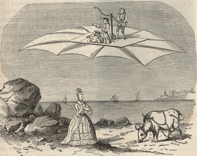 Máquina (Planeador) por Samuel Musgrave (1732-1780) Grabado en “Ciencias al alcance de todos - física y química populares” por Alexis Clerc - Finales del siglo XIX - Colección privada de French School