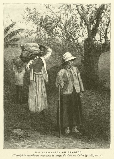 Madame Hlawaczek en el Zambeze (grabado) de French School