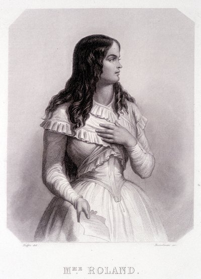 Madame Roland (o Roland de la plataière, Jeanne Marie o Monon Philipon), política francesa (1754-1793) - grabado de French School