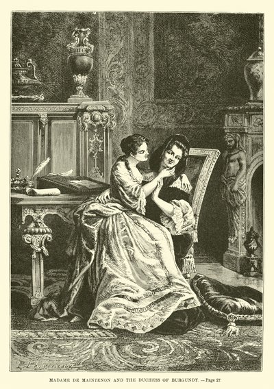 Madame de Maintenon y la Duquesa de Borgoña de French School