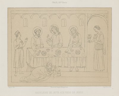 Magdalena se arroja a los pies de Jesús de French School