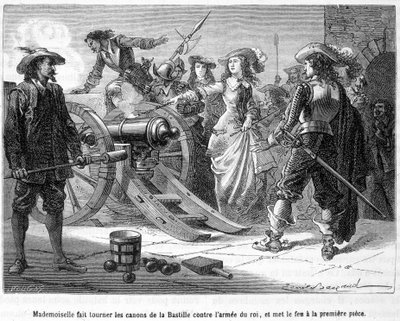 Mademoiselle (Grande Mademoiselle = Duquesa de Montpensier) giró los cañones de la Bastilla contra el ejército del rey y encendió la primera pieza - en “Historia de Francia popular” de Henri Martin de French School