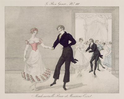 Mademoiselle Busc y Monsieur Corset, lámina 111 de Le Bon Genre, c.1810 de French School