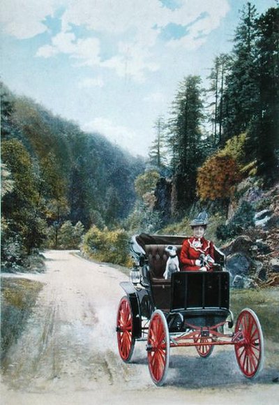 Mademoiselle Yahne en su Coche Cleveland en Plombieres de French School