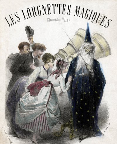 Lorgnettes mágicas, canción para vals popular. Litografía de French School