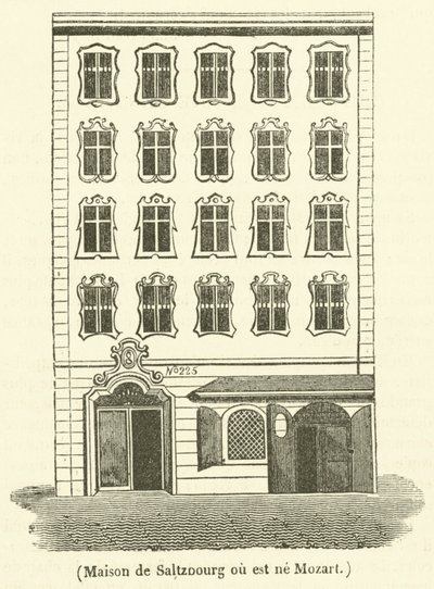 Casa de Salzburgo donde nació Mozart (grabado) de French School