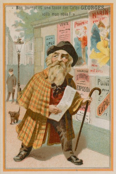 Hombre sosteniendo un periódico de French School
