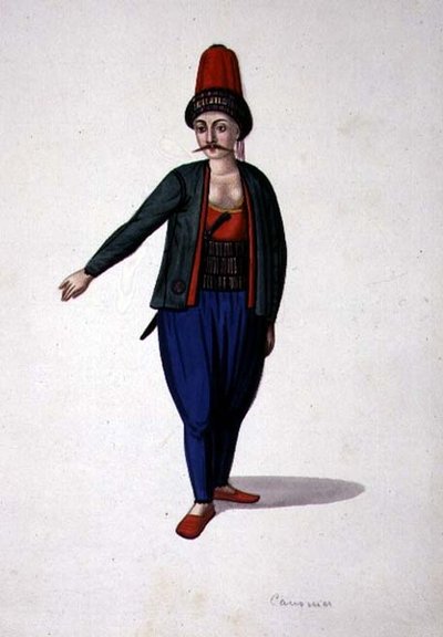 Hombre con un puñal, período otomano, tercer cuarto del siglo XVIII de French School