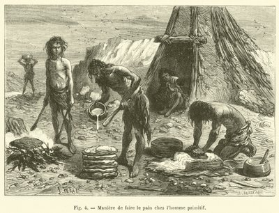 Manera de hacer el pan en el hombre primitivo de French School