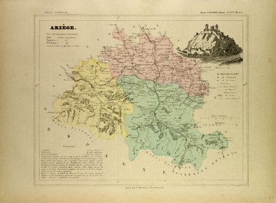Mapa de Ariège, Francia de French School