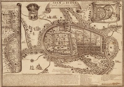 Mapa de Ayutthaya, 1686 de French School